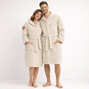Mythology Heather Berber Robe Unisex Cozy Plush One Size Fits Most Cream